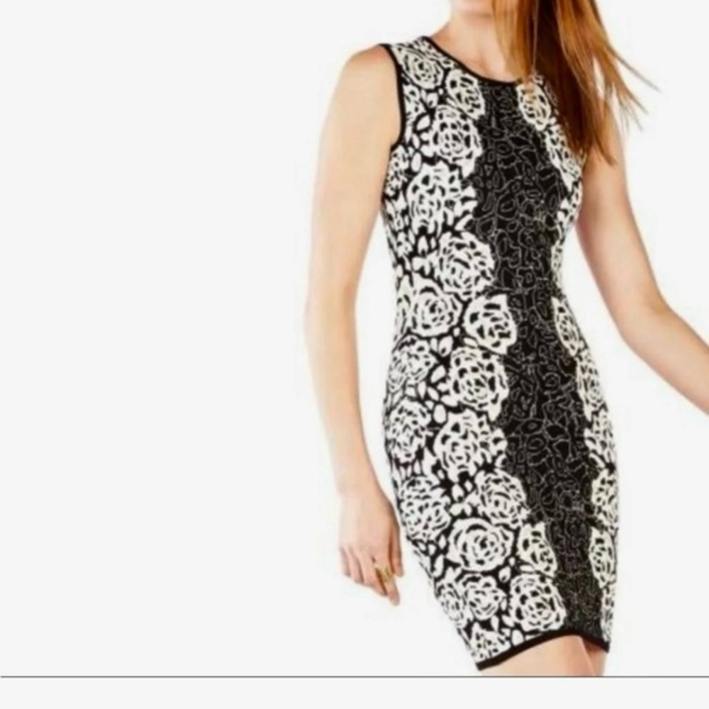 BCBGMAXAZRIA Jose bodycon size‎ 4 sleeveless floral scuba Dressy midi Dress